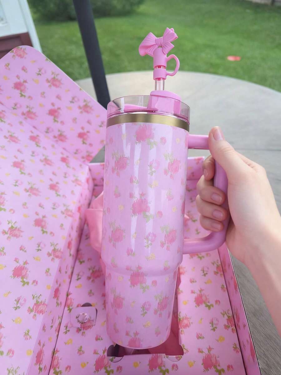 (L.O.V.E.Shack Limited Edition)40oz Insulated Water Bottle With Straw - Leakproof Travel Tumbler For Coffee, Iced Drinks & Outdoor Adventures | Double-Wall Vacuum Camping/Hiking Cup | Stylish 's Christmas Gift - Ibiza Sunset Pink - View 1