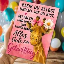 1 بطاقة تهنئة عيد ميلاد جذابة بشكل زرافة مع مغلف (11 سم * 16 سم) - تصميم "كل عام وأنت بخير!" ، مشهد زرافة جميل ، مثالية للعائلة والأصدقاء ، مناسبة لاحتفالات عيد الميلاد ، بطاقة تهنئة عيد ميلاد | بطاقة عيد ميلاد الزرافة | بطاقة تهنئة ورقية