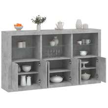 vidaXL Sideboard mit LED-Beleuchtung, betongrau, 181,5 x 37 x 100 cm