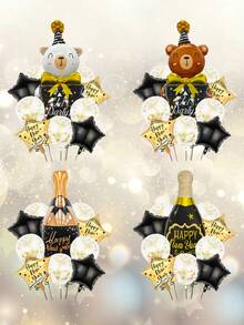 10pcs New Year Theme Balloon Set, Suitable For 2026 Black & Gold New Year Party, New Year's Eve Decoration, Birthday, New Year Theme Party Decoration, Graduation Ceremony, Photo Booth Props, Holiday Decoration Supplies - Multicolor - View 7