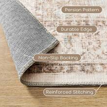 5x7 Washable Boho Neutral Vintage Rustic Earth Tone Area Rug With Rust Terracotta Pattern For Living Room, Dining Room, Bedroom - Light Tan Brown Beige, Modern Farmhouse Style - Coffee/Rust Brown - View 3