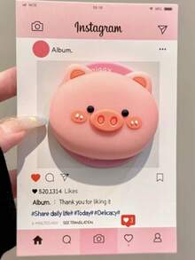 1pc New Flower & Puppy Peach Design MagSafe Magnetic Phone Holder, Strong Suction, Adjustable Desktop Air Cushion - Multicolor - View 5