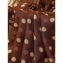 1pc Women's Elegant Minimalist Classic Polka Dot Printed Chiffon Scarf, Lightweight & Breathable Shawl Wrap - Cà phê nâu - Xem 4