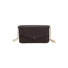 Genuine Leather Classic Three-Piece Metal Chain Envelope Bag 25 New Light Shoulder Crossbody Ladies Bag - 咖啡 - 查看 1