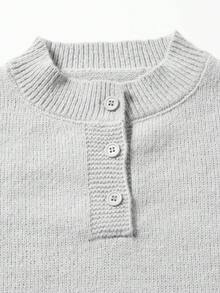 1pc Men's Grey Henley Neck Button Long Sleeve Knit Sweater, New Autumn/Winter Pullover Sweater, Minimalist Casual Style, Suitable For Daily Commute And Work - Grey - View 5