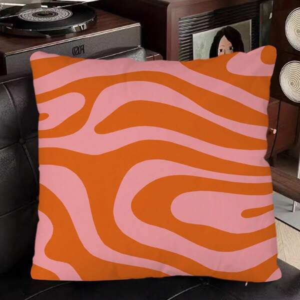 1 pièce Housse de coussin imprimée en patchwork de polyester, housse de coussin réutilisable et lavable antidérapante, convient pour Noël, mariages, fêtes, remises de diplômes, décoration d'intérieur