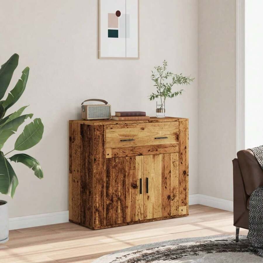 vidaXL Sideboard Im Altholz-Look 80x33x70 Cm, Holzwerkstoff - Yellow - View 1