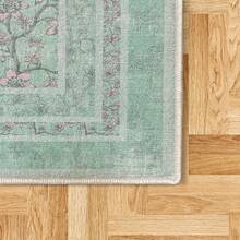 Retro Mid Century Abstract Pattern Rug On Ivory Background, Dark Orange And Reseda Green, 4' X 5' 5", Ideal For Bedroom, Dorm And Living Room - 玫瑰薄荷綠 - 查看 2