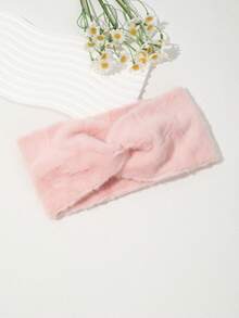 1Pc Autumn Aesthetic Fuzzy Headband, Rabbit Fur-Like Wide Band For Women, 6 Colors (Black/Pink/White/Gray/Brown/​​Beige​), Cozy Forest Photoshoot Prop, Fashion Hair Accessory Warm Hair Bands Women Bandanas