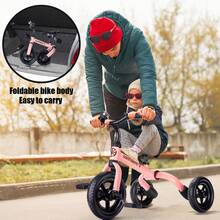 Tricycle For Toddlers Ages 2-5, Adjustable Seat 3 In 1 Balance Bike With Foldable Ride-On Toy For Easy Carrying And Storage, Preschool Ride-On Toddler Bike - Pink - View 6