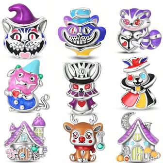 畅销镀银卡通动漫护身符串珠吊坠，适合DIY原创手链，时尚饰品，女士生日礼物