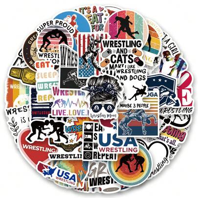 53PCS Wrestling Stickers Aesthetic Vinyl Stickers High Quality Stickers Decals Scrapbook,Journaling,Laptop,Bumper,Skateboard,Water Bottles,Computer,Phone Stickers Can Bring A Lot Of Fun To Your Life,The Perfect Gift For Adults