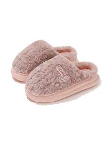نعال منزلية نسائية فضفاضة مريحة للارتداء من دون ربط، باللون الوردي، دافئة للاستخدام الداخلي والخارجي في الشتاء