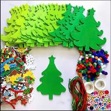 24PC Felt DIY Christmas Plush Tree Craft Kit - Festive Handmade Decorations Including Various Ornaments (Snowmen, Candies, Stockings). Suitable For Families, Parties, Weddings, Birthdays, Anniversaries, Graduation Ceremonies, Carnivals, Christmas, Halloween, Thanksgiving, Valentine's Day. Ideal For Indoor Decor, And Power-Free Halloween/Christmas Events & Party Supplies.