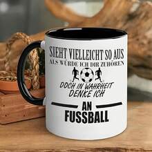 1 German (Football) Theme Mug With German Text And Phrases - 11oz Funny Spoof Gift For Fans, German Language Enthusiasts, Supporters - Hand Wash Only Coffee Mug, 2D Flat Surface - White - View 1