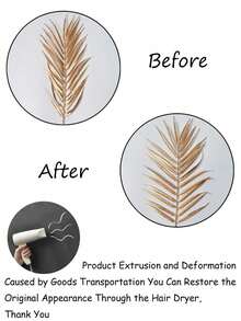 6PCS Artificial Tropical Palm Leaves Golden Plant Leaves Suitable For Wedding Birthday Balloon Hawaii Jungle Party Wreath DIY Decoration Farmhouse Home Vase Decoration, Table Decoration,Centerpieces,Artificial Flowers,Plastic Flowers Gifts Graduation - Golden Sunflower Leaves - View 9