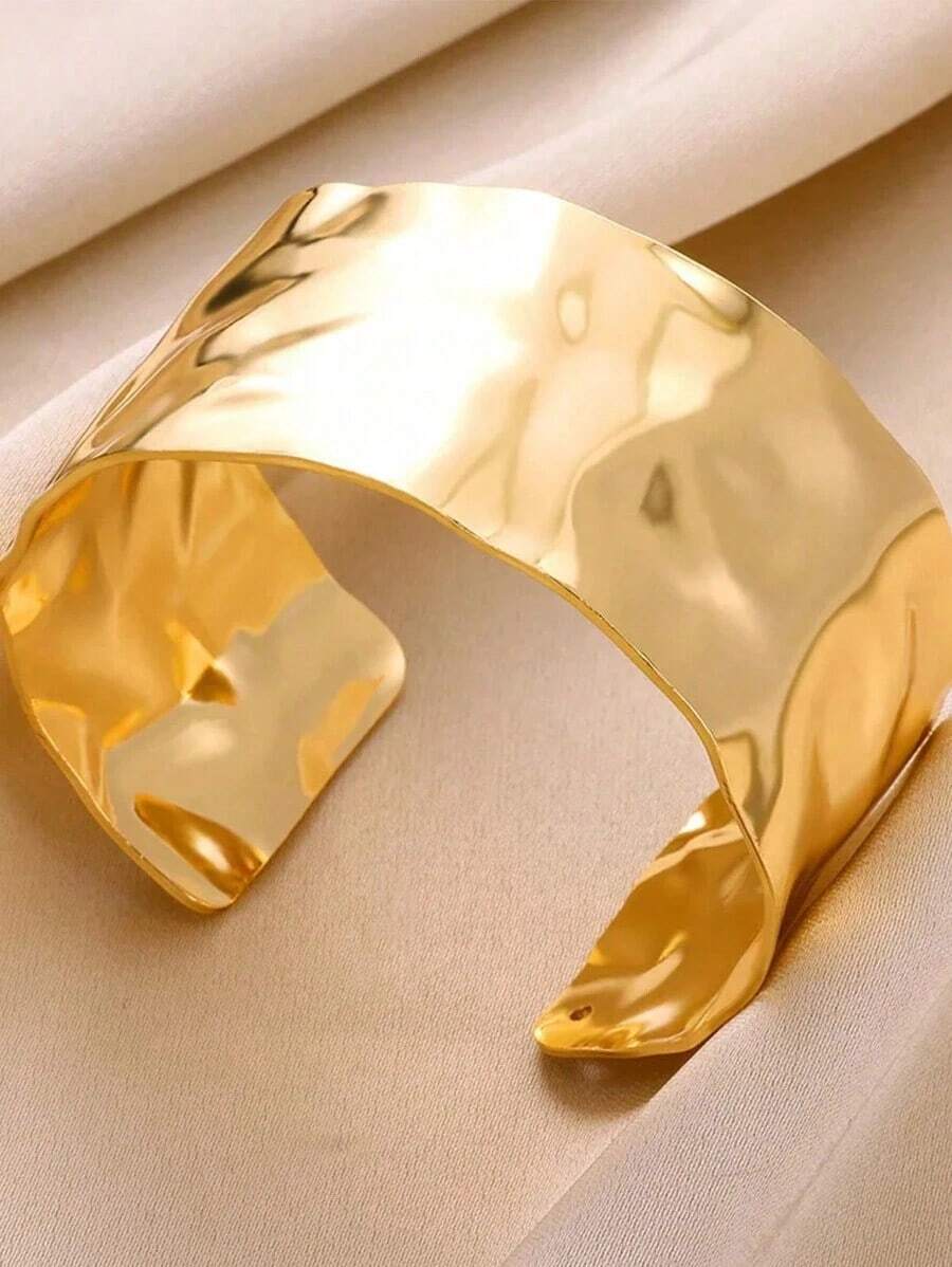 1PC Vintage Twist Wide Chunky Bangles For Women Gold Color Stainless Steel Geometric Irregular Open Cuff Bangles Jewelry Gift 2025 - 黃金 - 查看 1