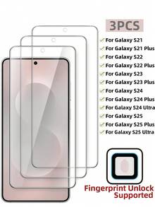ZYSHI 3片装超清防刮屏幕保护膜，兼容三星Galaxy S21/S21Plus/S21Ultra/S22/S22Plus/S23/S23Plus/S24/S24Plus/S24Ultra/S25/S25Plus/S25Ultra，防水钢化玻璃，防震，防指纹，全屏覆盖 - 無色 - 查看 15