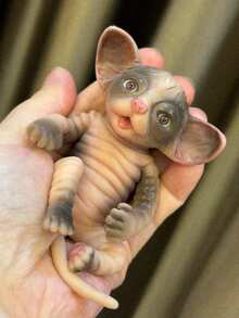 1 PC 4.5 Inch Mini Silicone Reborn Cat Doll, Mini Palm Silicone Doll, Washable Palm Animal, Realistic Soft Touch, Skin Texture Silicone Doll, Ideal Gift - Multicolor - View 8