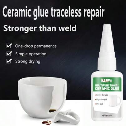 Colle céramique, super colle instantanée, convient pour réparer les fissures dans la porcelaine, les vases, les pots de fleurs, les théières Yixing, les tasses, les bols, la verrerie, le jade et autres agents de liaison imperméables et résistants à haute température