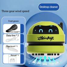 Mini aspirapolvere da scrivania, a forma di robot, strumento di pulizia portatile da scrivania, adatto per scrivanie, batteria ricaricabile USB portatile, 3 modalità di velocità, per raccogliere piccoli oggetti, briciole, gomme da cancellare, trucioli, adatto per casa, ufficio, cucina, tastiera del pianoforte, ottimo regalo per Natale, ritorno a scuola, Ognissanti - Multicolore - Visualizzare 15