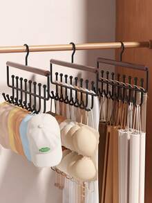 Wooden Clothes Hanger With Non-Slip Wave Hooks, Multi-Functional Clothing Rack For Dresses, Tops, Lingerie - Brown - View 4