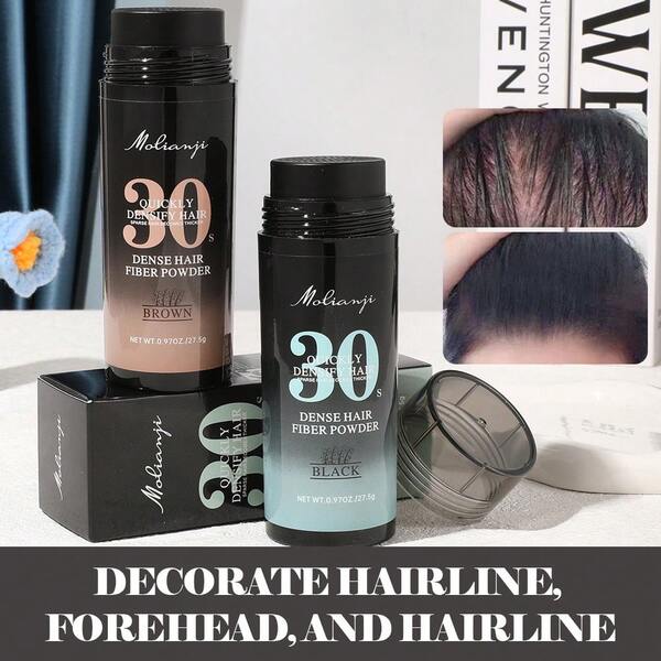 Hair Fiber Powder, Density Enhancing, Hairline Concealing, Water & Sweat Resistant, Suitable For Thinning Hair, Receding Hairline, Women & Men Beard