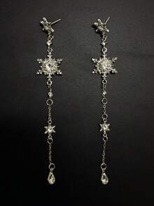 زوج من أقراط الثلج المرصعة بالزركونيا والشرابات الطويلة، تصميم فاخر وأنيق للنساء، مناسب للخريف والشتاء