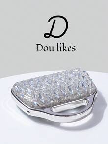 1pc Elegant Silver Minimalist Metal Design Handbag, Sparkling Sequin & Rhinestone Decor. Perfect For Party Girls, Ladies, Brides - Suitable For Parties, Weddings, Proms, Galas, Pairs Perfectly With Formal Dresses