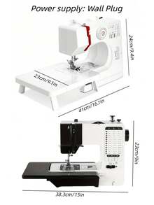 Various Stitches Electric Compact Overlock Sewing Machine With Sewing Accessories(Accessories Colors Random), Extension Table/Base Dual Mode Design, Adjustable Stitch Length, With Night Light, Dual Speed Adjustment, Suitable For Home Apparel, Curtain Pillows, Doll Accessories, Pet Clothing Repair