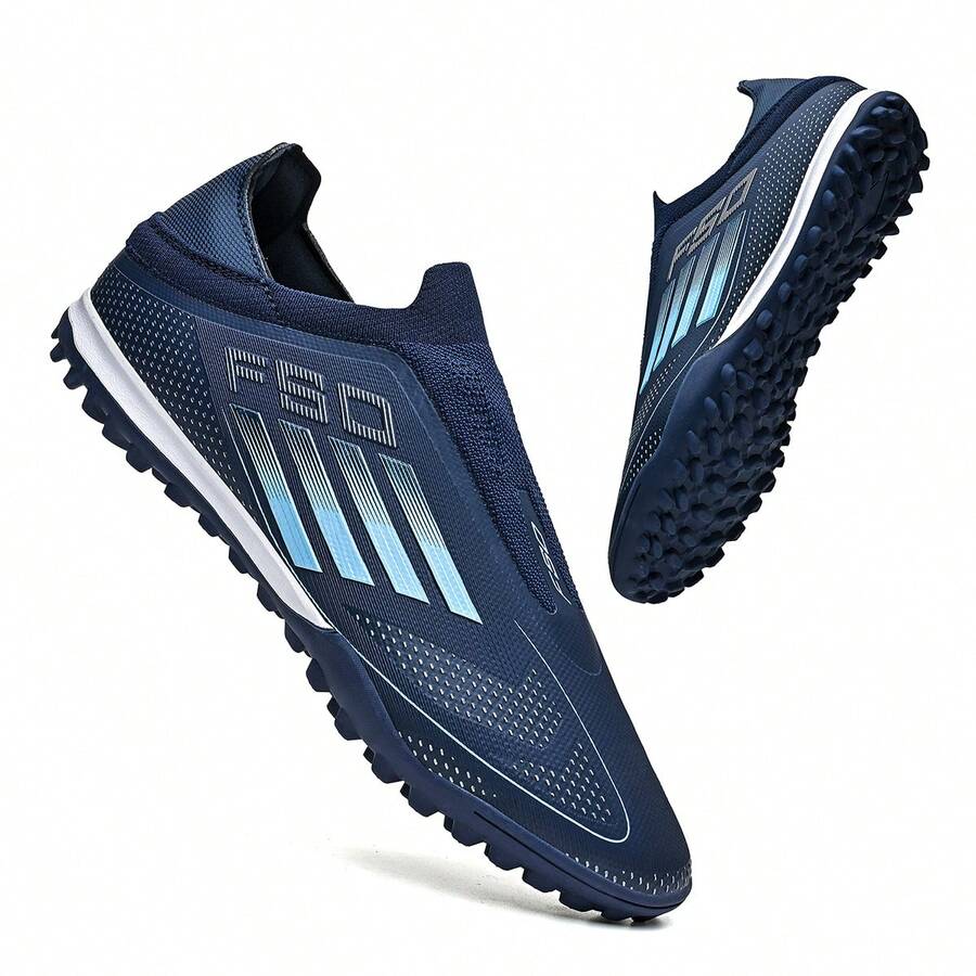 Zapatos de fútbol para hombres, zapatos de fútbol para mujeres, zapatos de béisbol con suela ancha, zapatos de fútbol de césped artificial, zapatos de fútbol para adultos y jóvenes, zapatos de entrenamiento de fútbol de 5 interiores TF - Azul - Ver 1