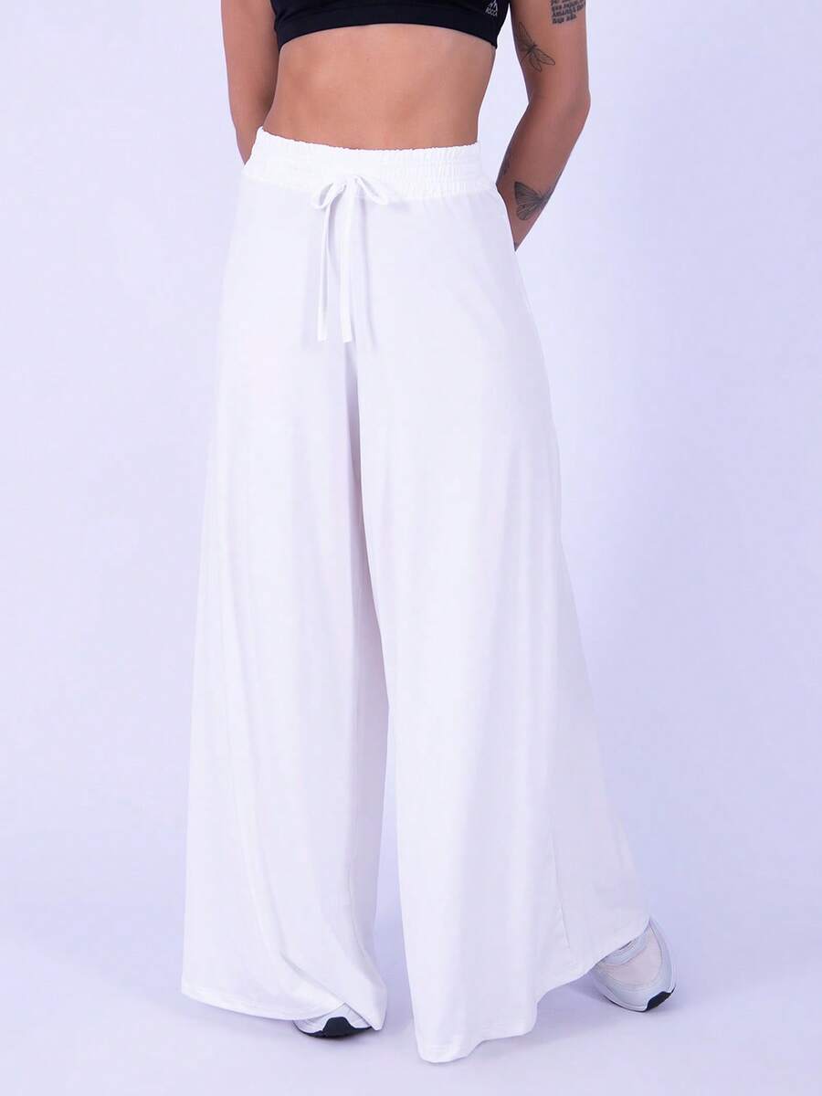Rocca Fitness Long, Wide-Leg Microfiber Trousers By Fluit, Elegant Women's Fashion. - 白色 - 查看 1