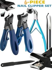 Thick Nail Clipper Set For Seniors - 5-Piece Set With Wide Jaw Large Toenail Clippers, Suitable For Thick Ingrown Nails, Professional Sharp Heavy-Duty Nail Clippers, Ideal For Men And Seniors