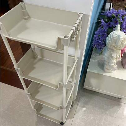 多层带轮塑料储物架，多功能推车，可放置杂货、零食、玩具、书籍、洗漱用品，适用于浴室、厨房、办公室 - 滑动式置物架