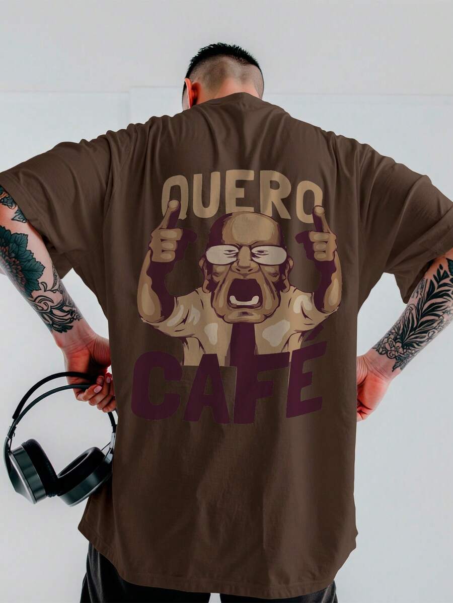 Over Quero Café Streewear Unisex T-Shirt Ref4014 - 鏽棕色 - 查看 1