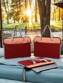 New Dopamine Color Men's Briefcase, Ultra-Thin Laptop Bag, Business Large Capacity Notebook Sleeve, Casual Solid Color Handbag