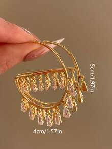 2pcs 2026 New Hollow Round Pendant Earrings, Lightweight Luxurious Metal Multi-Color Earrings Suitable For Women, Daily, Party, Christmas & New Year Gift - 彩色 - 查看 4