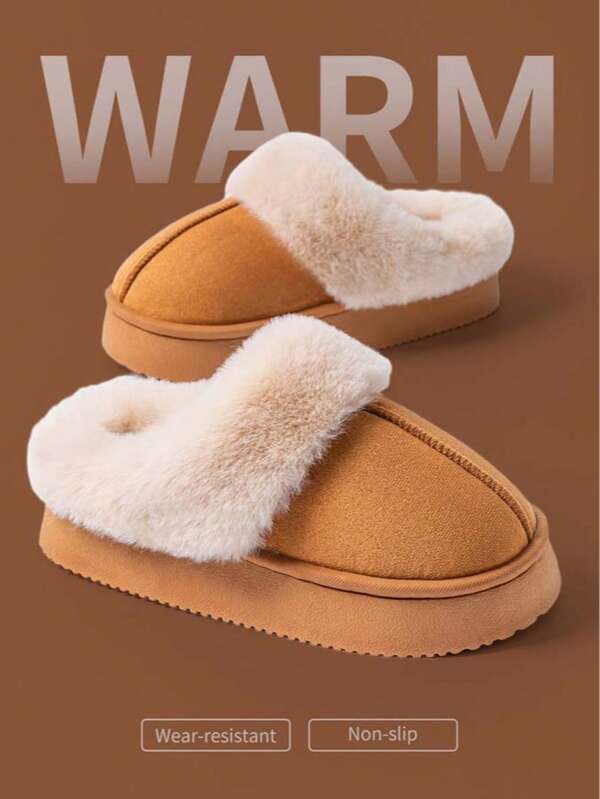 New Cute Cartoon Pig Plush Slippers For Women, Indoor Non-Slip Comfortable Thick Fur Slippers For Outdoor Wear, Autumn/Winter