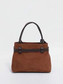Dedoo Women's Bag, Crossbody Bag, Large-Capacity Retro-Style Suede Color-Block Tote, Casual And Versatile Buckle Design Shoulder Bag, A Must-Have For Women In Autumn And Winter, Suitable For Various Occasions Such As Going Out, Traveling, Shopping, Commuting, Gift-Giving, Parties, And More.