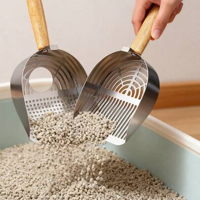 1pc Cat Litter Shovel, Cat Poop Shovel, Stainless Steel Shovel, Special Tofu Sand Fine Holes, Cat, Metal Large Mineral Sand, Poop Tool, Suitable For Shovel Small Things, Convenient To Use