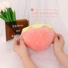 1pc Soft Plush Strawberry Decorative Throw Pillow, Pink/Red, Cute & Comfortable, Christmas Party Decor, Holiday Gift, Home Decor