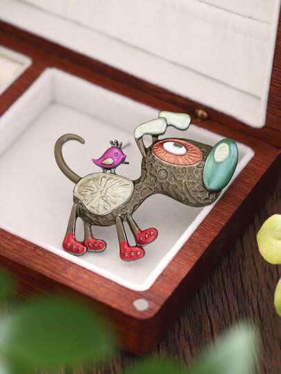 SophiaXuan 1pc Elegant & Cute Zinc Alloy Puppy Shaped Brooch, Suitable For Daily, Vacation, Holiday, Gift For Mother, Girlfriend, Boyfriend, Children