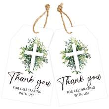50 piezas Etiquetas de regalo con patrón floral para agradecer - Etiquetas de favor de de cruz con cuerdas, etiquetas de favor de fiesta de papel vintage blanco, adecuadas para bodas, cumpleaños, ocasiones de oración - Multicolor - Ver 7