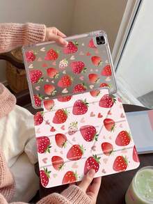 1 Pc Fruit Strawberry Tablet Case & Kindle E-Book Case Compatible With IPad 10th Generation, IPad 10.2/Mini6/Mini7/9.7 Inches, Compatible With Samsung Galaxy Tab A9 Plus, Kindle (11th Generation-2024 Release)(6 Inch), Kindle Paperwhite 12th Gen 2024, Great Holiday Gift, Stylish And Simple Pattern. - Multicolor - View 3