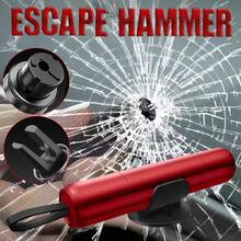 2-In-1 Car Window Glass Breaker Seat Belt Cutter Mini Safety Escape Hammer Red - Red - View 2