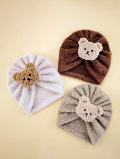 قبعة شتوية سميكة دافئة للأطفال حديثي الولادة 0-6 أشهر، قبعة شتوية مبطنة بالفليس للأطفال الصغار، قبعة من الفرو الناعم للرضع، قبعة توربان أنيقة