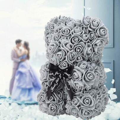 1 件玫瑰熊情人节母亲节送给朋友的最佳礼物结婚纪念日生日手工泰迪熊可爱浪漫永恒花熊（无礼盒）