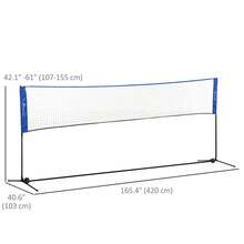 SOOZIER Portable Badminton Net, 14ft Volleyball Net, Foldable And Height Adjustable With Carry Bag, For Tennis, Badminton And Pickleball, Court Beach Backyard Games, Blue - Blue - View 3