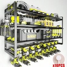 Power Tool Organizer-8 Drill Holder Wall Mount,Metal Power Tool Storage Rack UK - Default - View 12