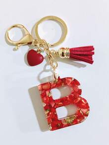 26 种选择红色环氧树脂首字母钥匙扣、可爱心形流苏钥匙扣、时尚包包配件钱包吊坠、派对小礼品，适合作为圣诞节送给朋友的礼物 - 紅色 - 查看 21